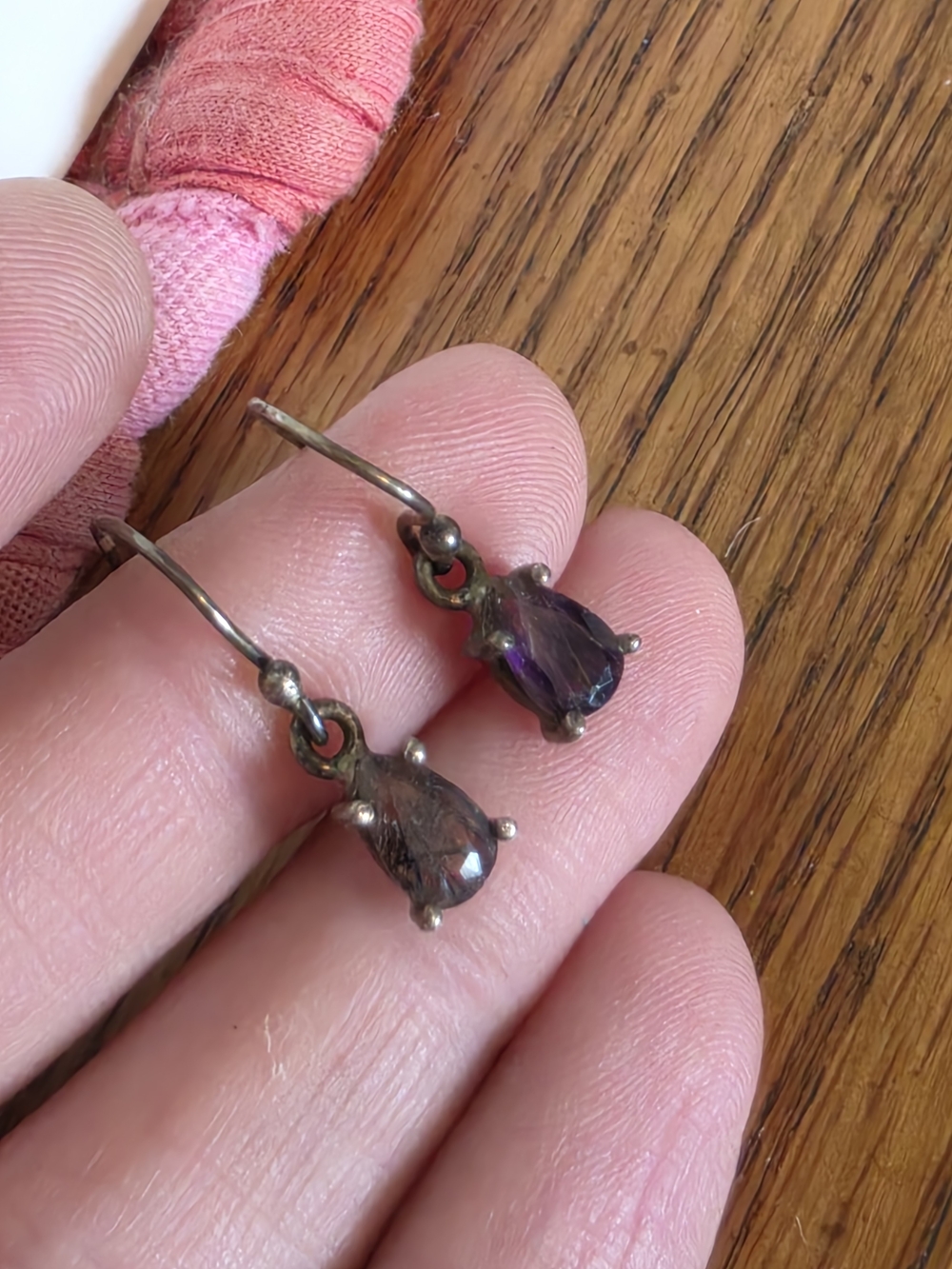 Sterling handmade Drop Earrings with Purple like labradorite Teardrop Stones